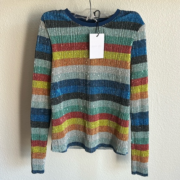 NWT Grey Lab sequins striped top sweater XS - Picture 2 of 7